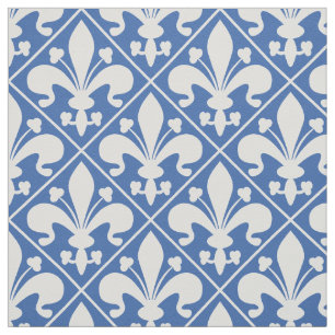 Fransk Flagga Fleur de Lys Blue och White Tyg