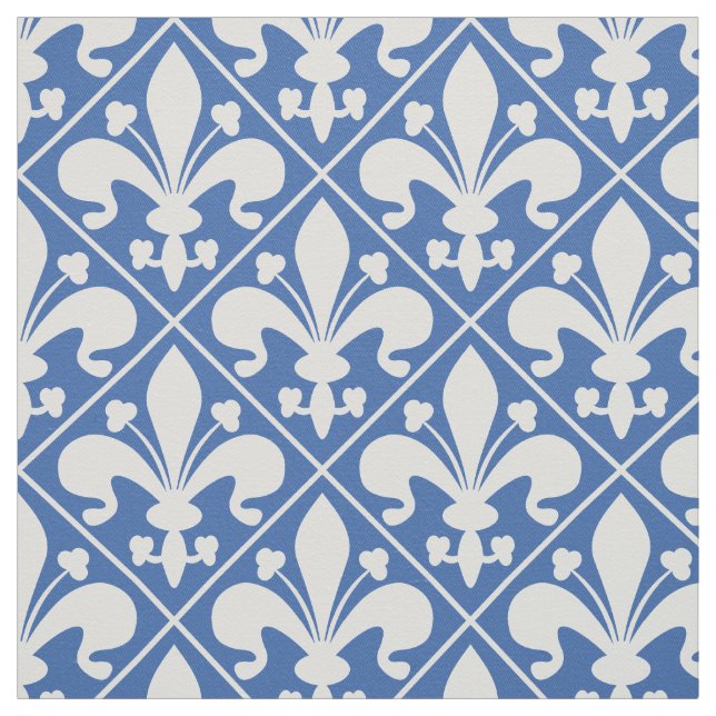 Fransk Flagga Fleur de Lys Blue och White Tyg (Provkarta)
