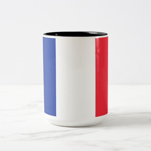 Fransk Flagga (Frankrike) Två-Tonad Mugg (Center)