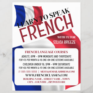Fransk Flagga, Fransk Language Coursreklam Reklamblad