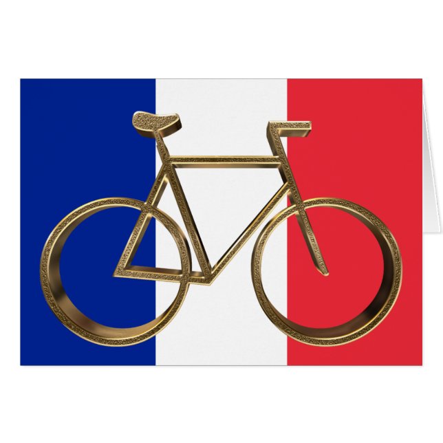 Fransk Flagga Golden Bike Cycle Cycling Cyclist Hälsningskort (Framsidan Horizontal)