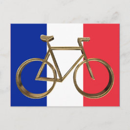 Fransk Flagga Golden Bike Cycle Cycling Cyclist Vykort