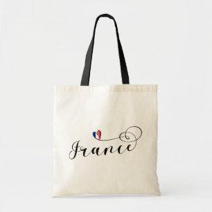 Fransk Flagga i hjärtat, Frankrike Tote Bag Tygkasse