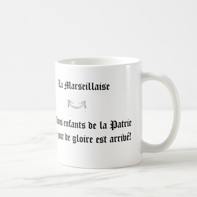 Fransk flagga & nationalsång Titel & Vissa texter Kaffemugg (Höger)