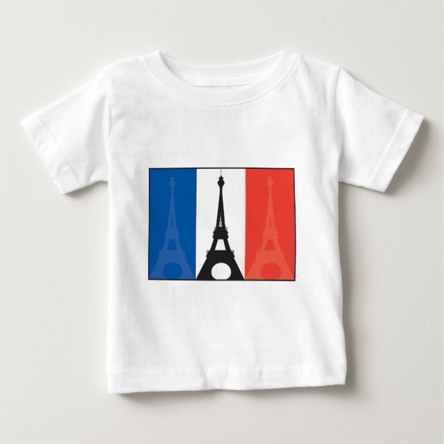 Fransk flagga och Eiffel torn T-shirt (Framsida)