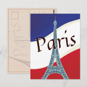 Fransk Flagga Paris Eiffel Torn Vacation Travel Vykort