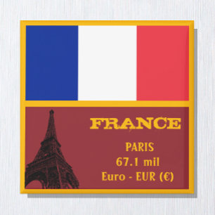 Fransk flagga, Paris och Frankrike, resor/sportfan Magnet