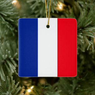 Fransk Flagga Patriotic Färg Internationell Trave Julgransprydnad Keramik