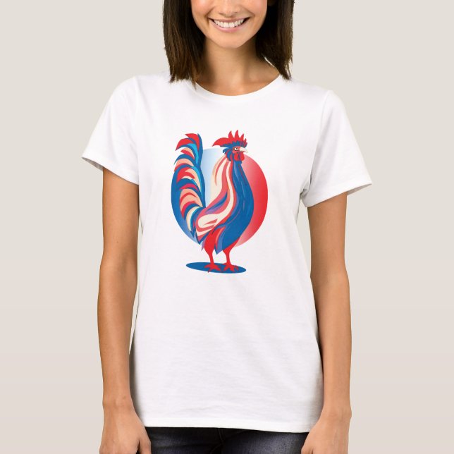 Fransk Flagga Patriotic Tupp T-Shirt (Framsida)