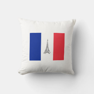 Fransk Flagga Theme Eiffel Torn Dekorativ kudde