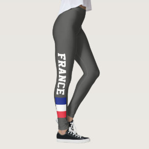 Fransk flaggadamasker för sportkonditionyoga leggings