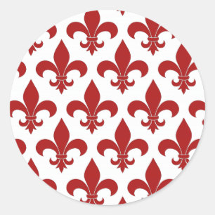 Fransk Fleur de lis Mönster Classic Runt Klistermärke