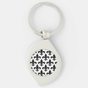 Fransk Fleur de lis Mönster Classic Swirl Silverfärgad Nyckelring