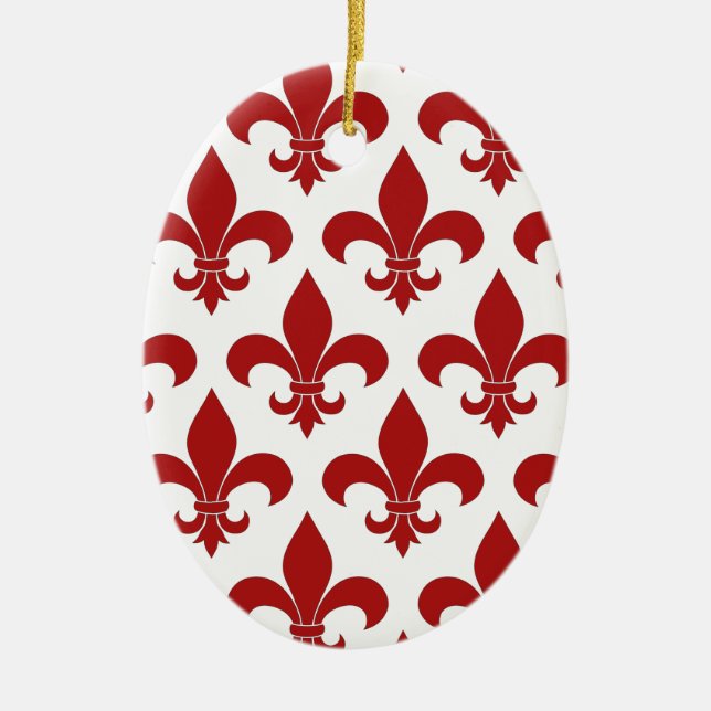 Fransk fleur de lis mönster Parisian Julgransprydnad Keramik (Framsidan)