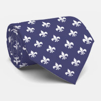Fransk Fleur de Lis Mönster White på marinblått