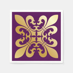Fransk Fleur de Lis Symbols Lila Pappersservett