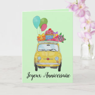 Fransk födelsedag - Retro Fiat 500-kort Kort