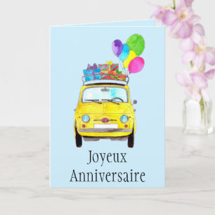 Fransk födelsedag - Retro Fiat 500-kort Kort
