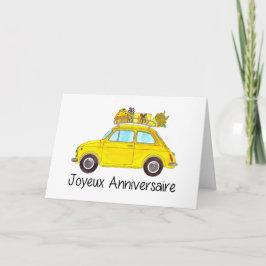 Fransk födelsedagsfirande Retro Fiat 500 Kort