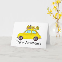 Fransk födelsedagsfirande Retro Fiat 500 Kort