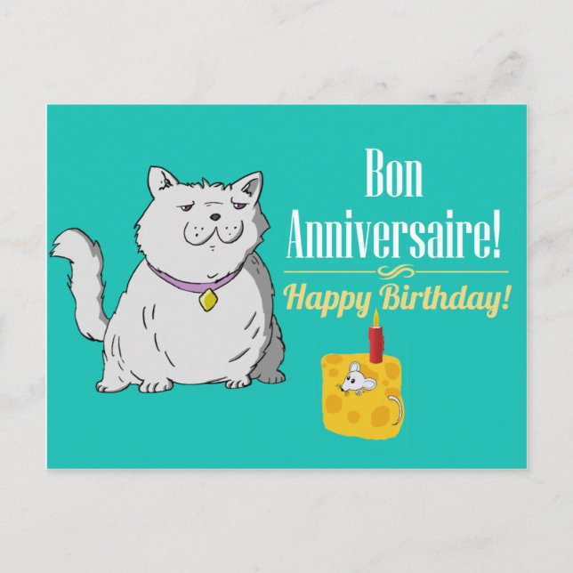 Fransk födelsedagskort vykort (Framsida)