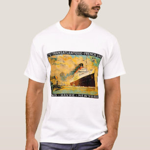 Fransk fodrar ~ Paris-Havre-Nya York Tee Shirt