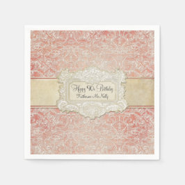 Fransk för 90:e Födelsedagsfest Vintage ReEmergenc Pappersservett