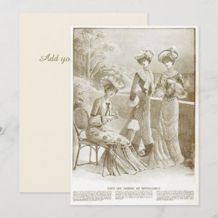 Fransk för antikisk Elegant Vintage 1900 Mode Beig Inbjudningar
