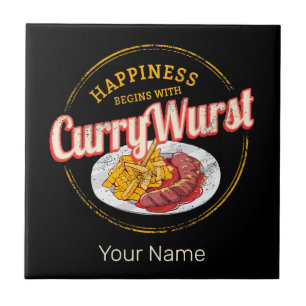 Fransk för Currywurst Retro Sause Vintage Fries Kakelplatta
