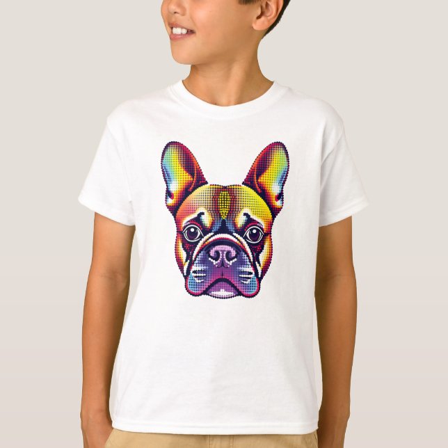 Fransk för färggrafik - punkthund t shirt (Framsida)