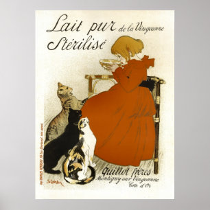 Fransk för Lait Pur Sterilize Cats Vintage Reklam Poster