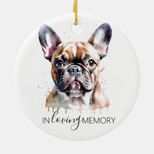 fransk för minnesvattenfärg Bulldog-ornament Julgransprydnad Keramik (Baksidan)