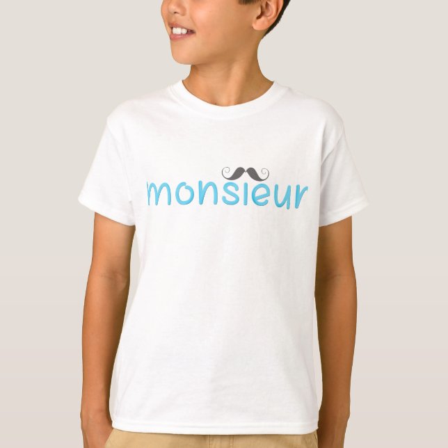 FRANSK för MONSIEUR-Roligt - Offert och mustache - Tee Shirt (Framsida)
