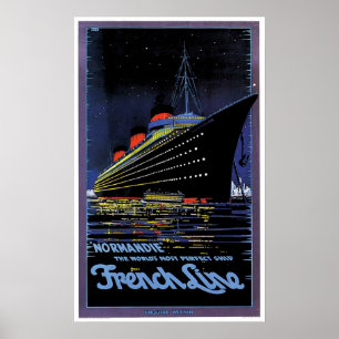 Fransk för SS Normandie fodrar Poster