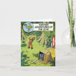 Fransk för vintage carhälsningkort   Citroen 2cv   Kort