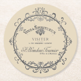 Fransk för vintage - etikett Pappert Underlägg Papper Rund