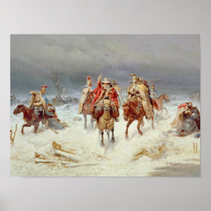 Fransk Forces genom floden Berezina Poster