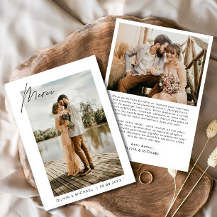 Fransk Français Bröllop Tack Photo Minimalist Inbjudningar