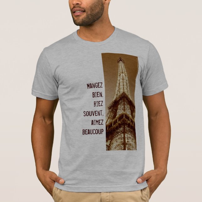 Fransk Fraser Eiffel Torn Paris T-Shirt 1 (Framsida)
