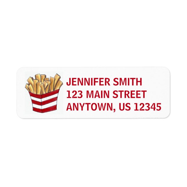 Fransk Fried Potatis Chip Fries Fry Fast Food Returadress Etikett (Framsidan)