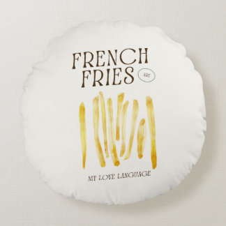 Fransk Fries är min Kärlek språkrunda Pillow Rund Kudde