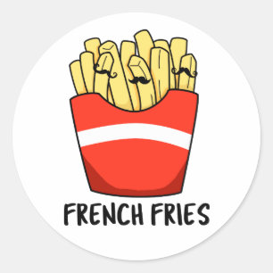 Fransk Fries Cute Fast Food Pun Runt Klistermärke