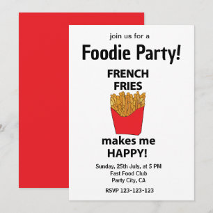 Fransk Fries Fast Food Foodie Party Inbjudningar