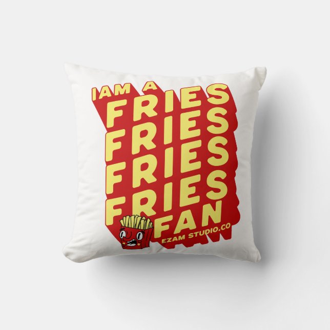 "Fransk Fries Fläkt - Roligt och speldesign" Kudde (Framsida)