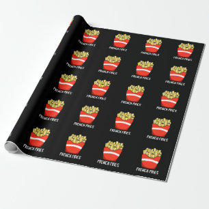 Fransk Fries Funny Fast Food Pun Mörk BG Presentpapper