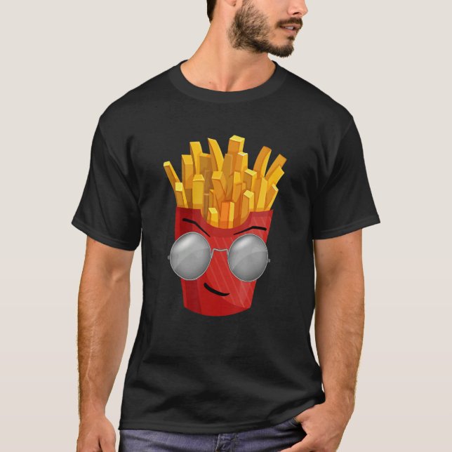 Fransk Fries Hipster Stil Fast Food Art T Shirt (Framsida)