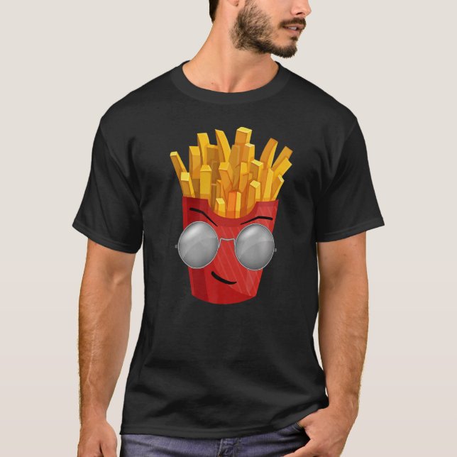 Fransk Fries Hipster Stil Fast Food T Shirt (Framsida)
