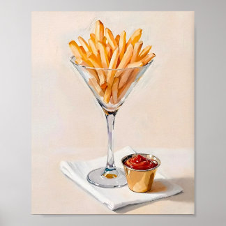 Fransk Fries i Martini Glass Poster