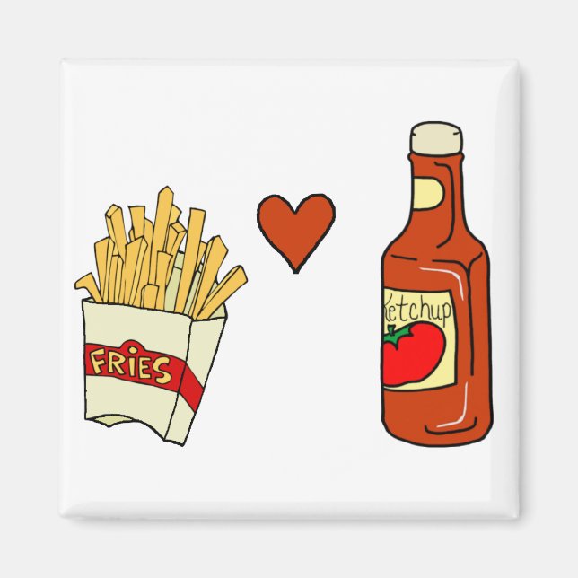 Fransk Fries Kärlek Ketchup Magnet (Framsidan)