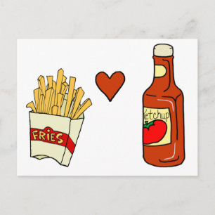 Fransk Fries Kärlek Ketchup Vykort